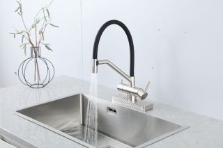 Смеситель для кухни Gappo G4098-5 с водопадом и гибким изливом сатин